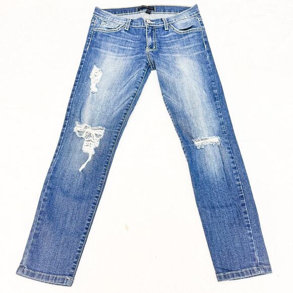 Flying Monkey Dark Wash Distressed Denim Jeans Size 27 - Picture 2 of 8